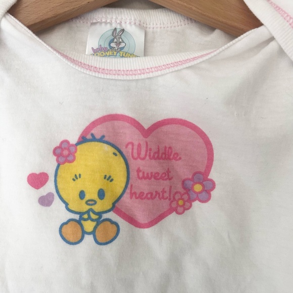 🩷 Vintage 90s Baby Looney Tunes 6/9 Months Widdle Tweety Heart - Picture 4 of 5
